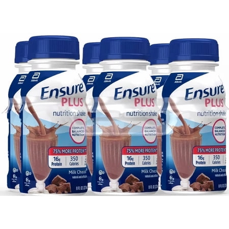 Ensure Plus Nutrition Shake, Milk Chocolate 6-Count 8 fl oz Bottles (Pack of 4)