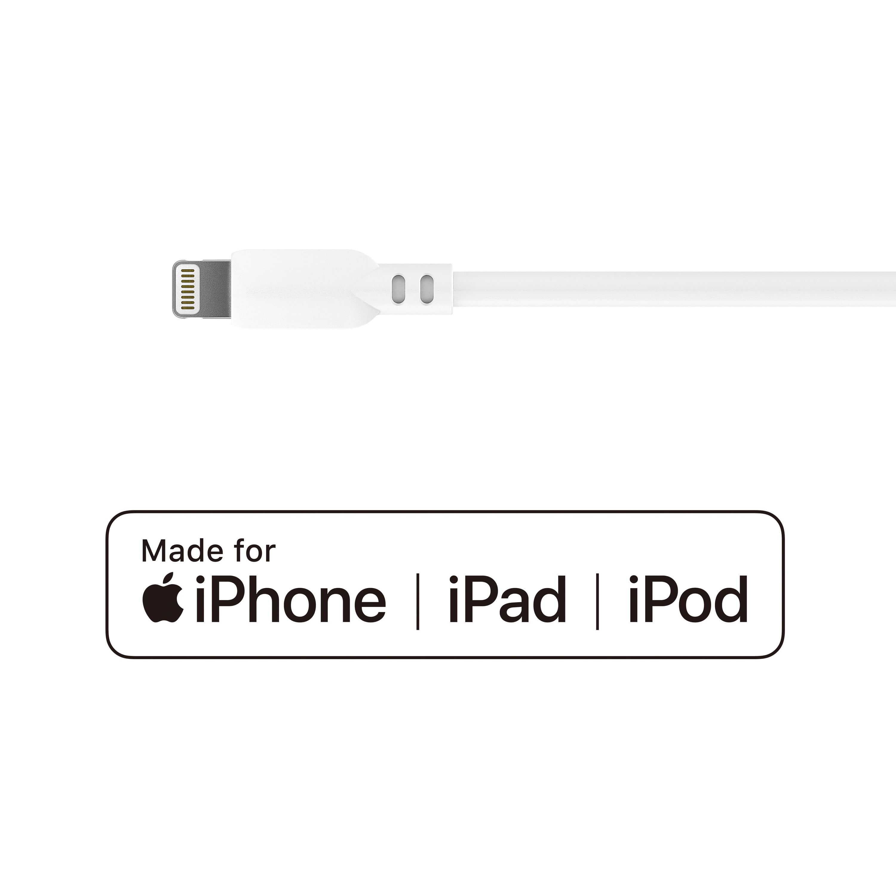 onn. 10' Lightning to USB Cable, White