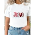 thumbnail image 1 of Christian Valentine Day Jesus Religious Valentine Women Girl Fashionable Women's Casual T-Shirt - Round Neck Short Sleeve Printed T-Shirt - Comfortable, Breathable, Versatile - Suitable for Outdoor S, 1 of 6