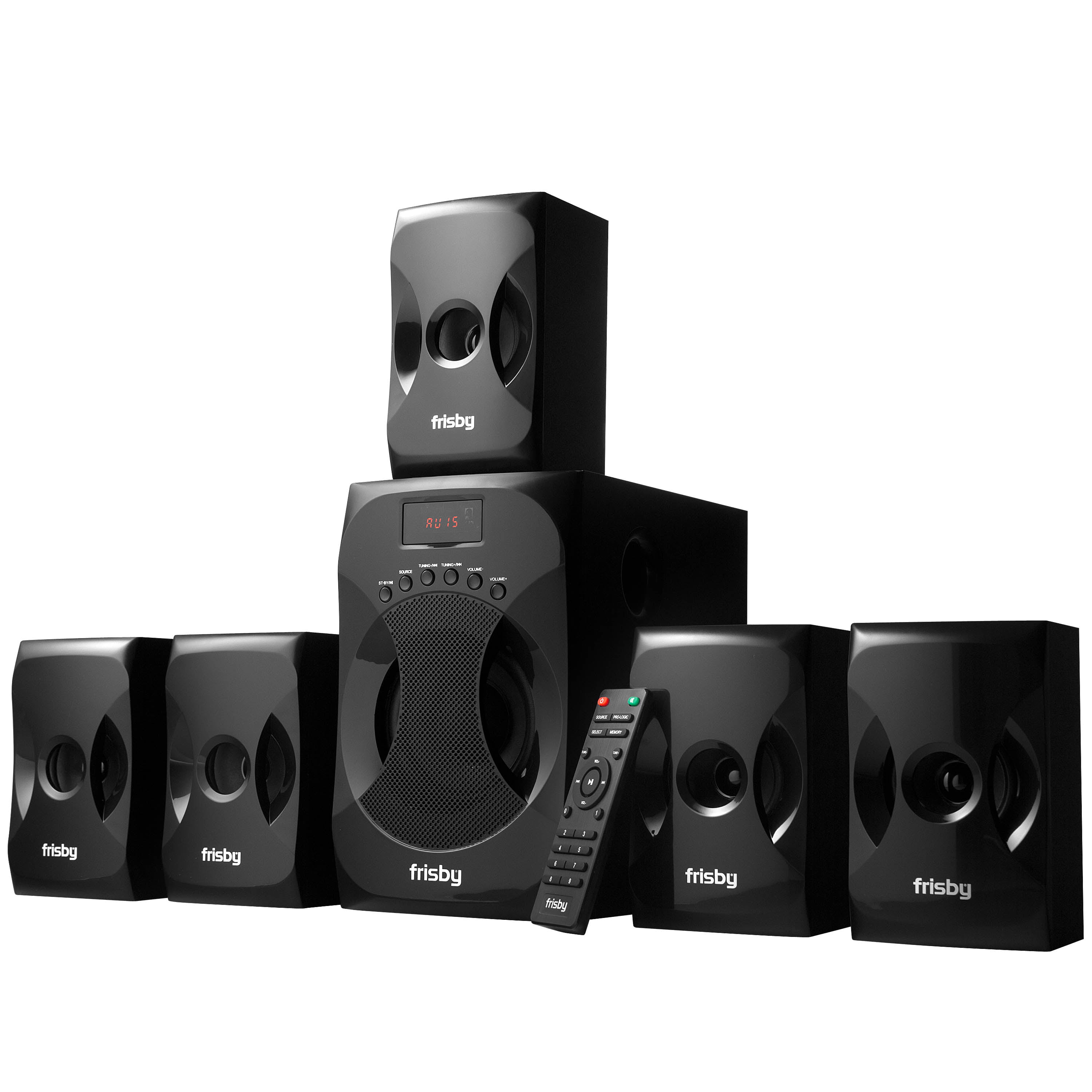 Bluetooth Wireless Streaming from Devices & Media Reader FM Radio Black Digital Optical Output Frisby Home Theater 5.1 Surround Sound System with Subwoofer 