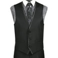 thumbnail image 3 of Luxurious Men's Slim-Fit 3-Piece Textured Solid Trimmed Lapel Suit - Black 44L, 3 of 4
