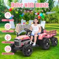 thumbnail image 4 of 24V Kids Ride on Toys Cars with Parental Remote, 3 Speed Toddler Ride on Tractor with Trailer, Kids' Electric Vehicle Car with MP3, Bluetooth, Battery Powered Riding Toys for Girls Aged 3-6, Pink, 4 of 8