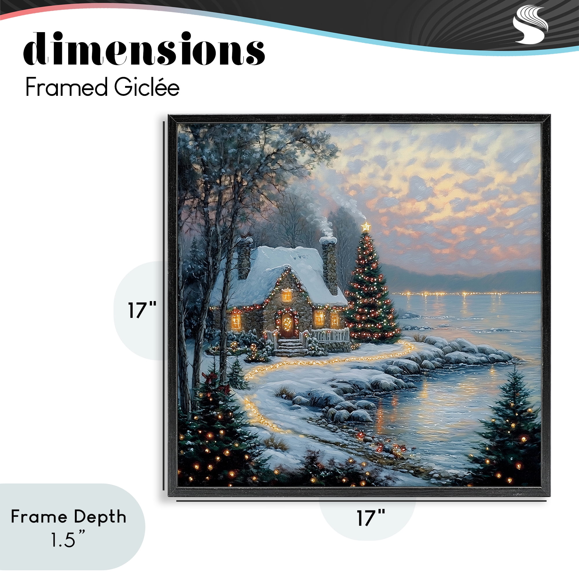 Stupell Industries Snowy Lit Cottage by Lake Black Framed Giclee Art, design by Heidi Kuntz