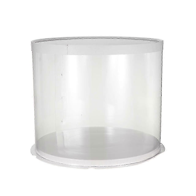 Plastic Transparent Cake Box Round Cake Packaging Boxes Organizer for Home Dessert Shop (White Double-layer) (10inch) 26-27s