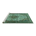 thumbnail image 2 of Ahgly Company Machine Washable Indoor Rectangle Medallion Turquoise Blue Traditional Area Rugs, 5' x 7', 2 of 4