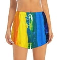 thumbnail image 2 of Xecao's Rainbow Colored for a double-layer running short for women, perfect for gym, tennis, and more, featuring a convenient pocket., 2 of 9