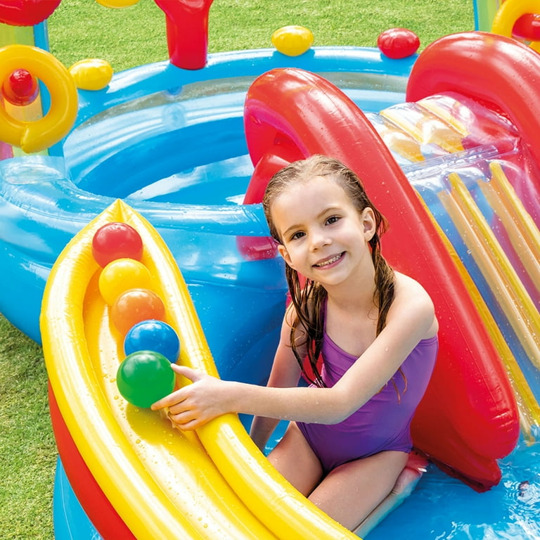 Intex Rainbow Slide Inflatable Pool Ring Center, Kids, x
