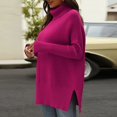 thumbnail image 6 of Womens Plus Size Sweaters Long Sleeve Crew Neck Split Hem Casual Oversized Ribbed Knit Tunic Pullover Tops Hot Pink S, 6 of 6