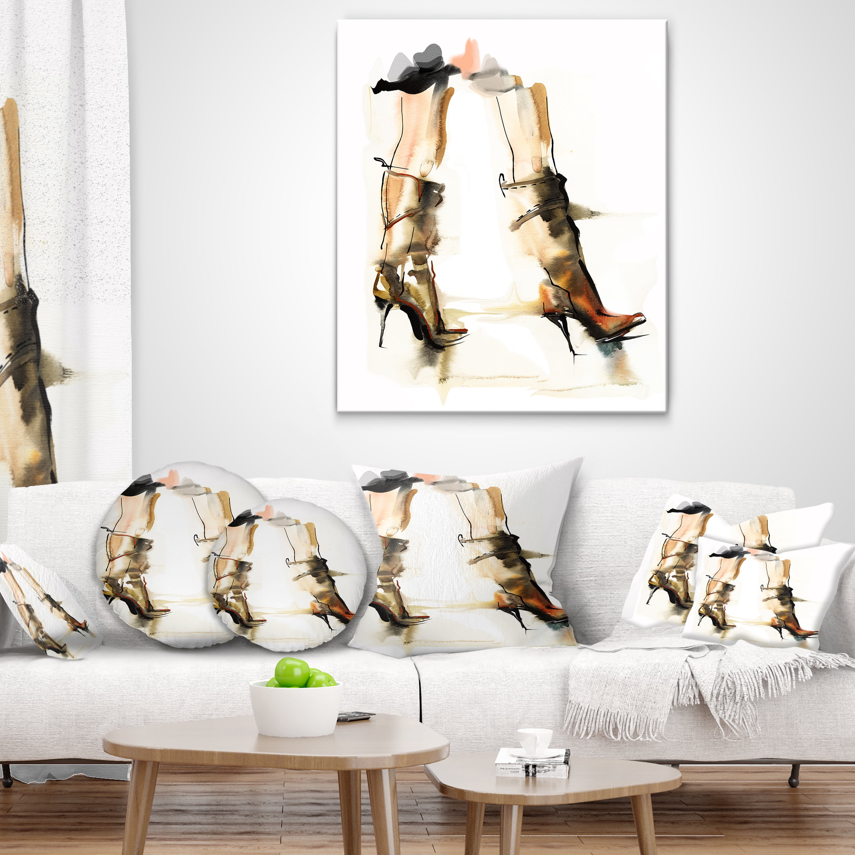 Designart High Heel Shoes - Abstract Throw Pillow - 16x16