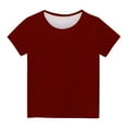thumbnail image 5 of LLYWEY Girls T-Shirt, Toddler Kids Summer Crew Neck Short Sleeve Tops Loose Casual Blouses T Shirts for Teen Girls 3-12 Years Old, Wine, 4T, 5 of 5