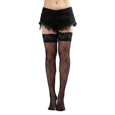 

Yinguo Thigh High Stockings Silicone Lace Top Stay Up Silky Semi Sheer Pantyhose For Women Nylon