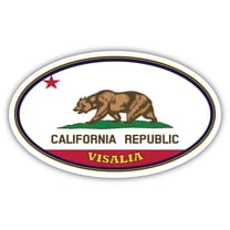 Visalia City California State Flag | CA Flag Tulare County Oval State Colors Bumper Sticker Car Decal 3x5 inches