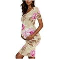 thumbnail image 4 of yoeyez Robes de Maternité pour Femmes Rose à Manches Courtes Col Rond Robe à Imprimé Floral Robes de Maternité Formelles de Fête Vêtements de Grossesse en Solde Multicolore,TG, 4 of 6