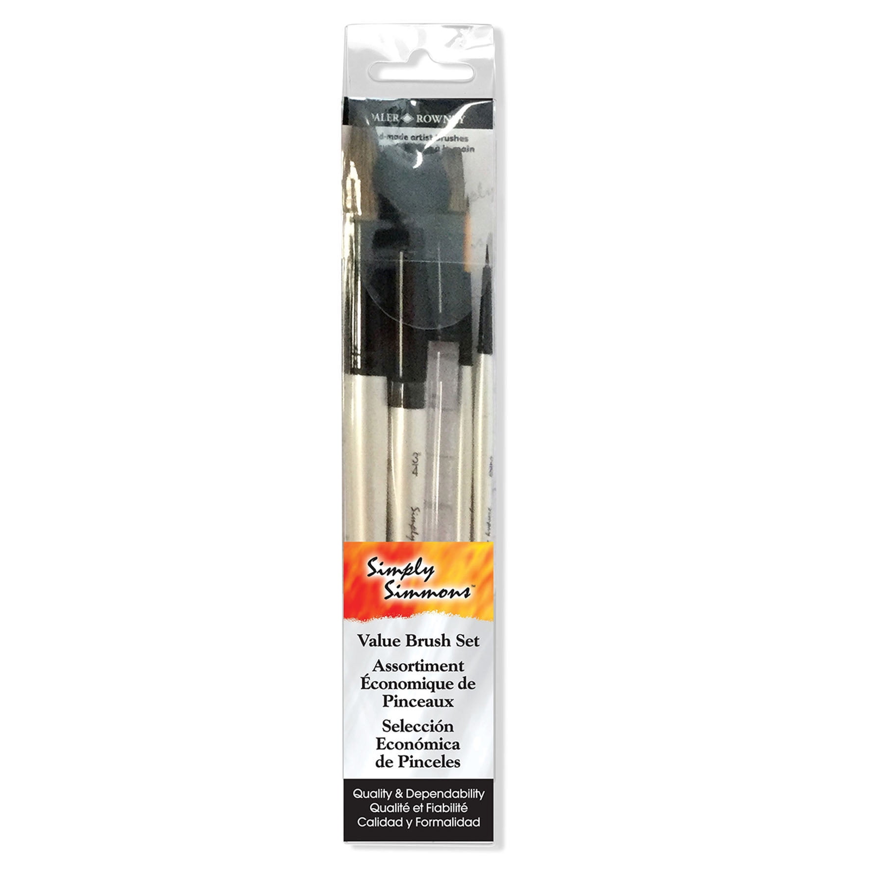 Daler-Rowney Simply Simmons Watercolor Brush Set, Short Handle Watercolor Paintbrush, White, 5 Pieces Per Set, 2 Sets