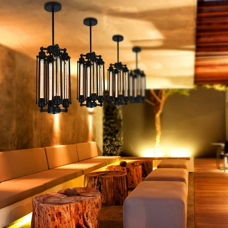 Ceiling Lighting Bar Vintage Flute Pendant Ceiling Light Black Industrial Retro Lamp Fixture for Kitchen Bar Warehouse Restaurant Coffee Shop Bedroom Decor ()