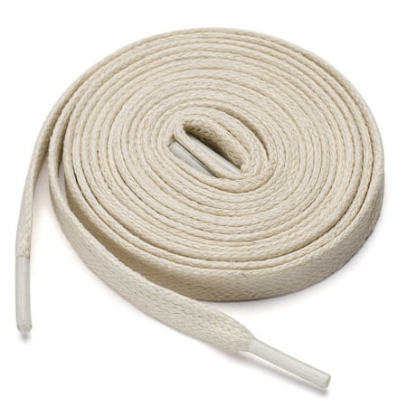 white flat waxed shoelaces