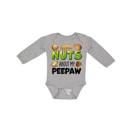 

Inktastic Nuts About My Peepaw Peanut Almond Pistachio Gift Baby Boy or Baby Girl Long Sleeve Bodysuit