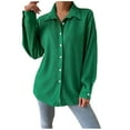 thumbnail image 1 of Besolor Button Down Tops for Women Casual Lapel Long Sleeve Shirts Loose Lightweight Solid Color Spring Blouse, 1 of 7