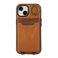 thumbnail image 7 of Wallet Back Case for iPhone 15 with Wrist Strap, Stylish Magnetic Card Holder Finger Ring Kickstand PU Leather Lanyard Shockproof Slim Phone Case Cover for iPhone 15, Brown, 7 of 7