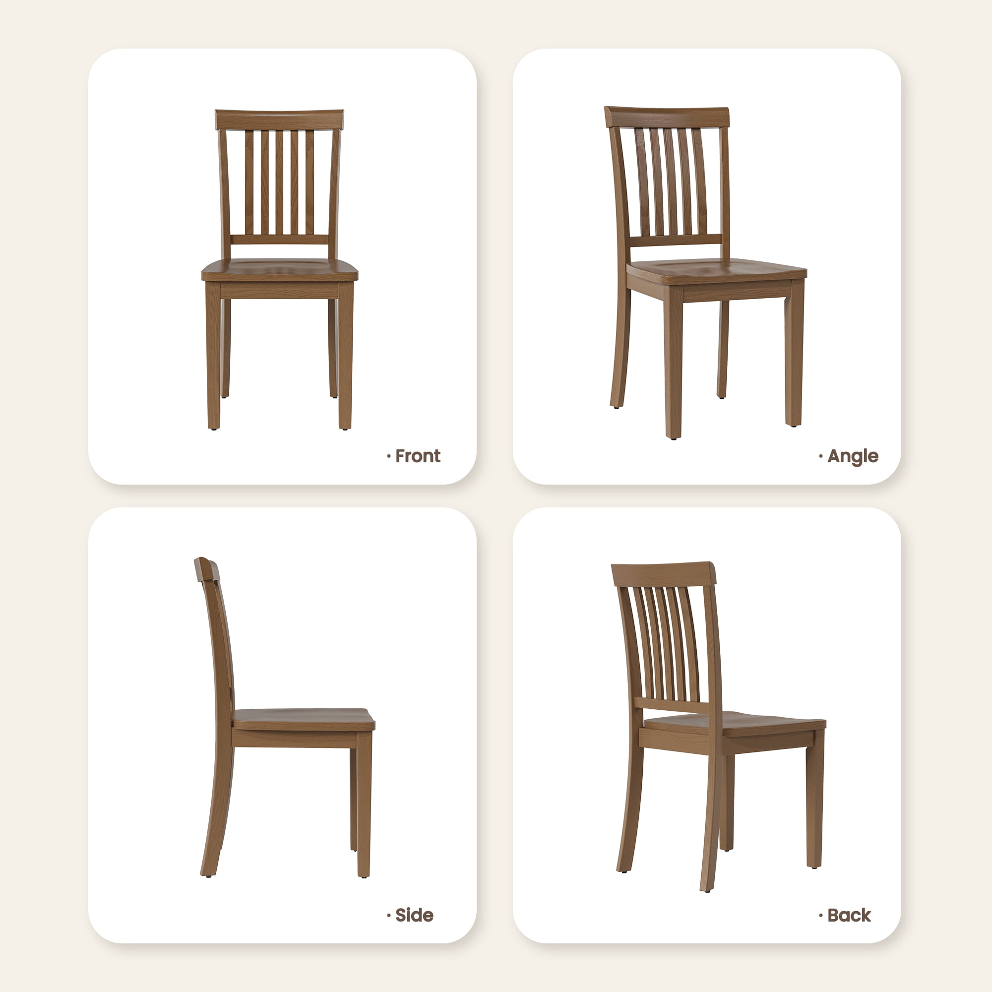 Wooden Windsor Dining Chairs Set of 6,for Kitchen,Dining Room, Light Brown