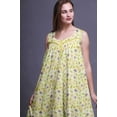 thumbnail image 5 of Bimba Medium Yellow Watercolor Flower & Leaves Cotton Nightgowns For Women Mid-Calf Printed Sleepwear Night Dress Large, 5 of 6