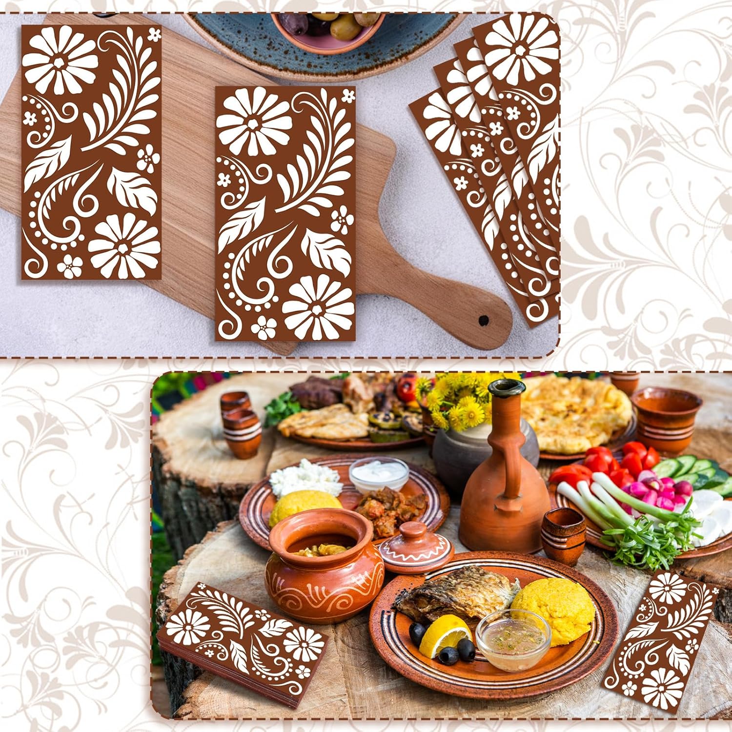 100 Pcs Cielito Lindo Party Napkins Disposable Mexican Guest Napkins Talavera Platos De Barro Decorative Napkin Brown Paper Hand Towels for Christmas Mexican Kitchen Party Wedding Birthday