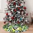 thumbnail image 5 of Lsque Football Doodle Print Christmas Tree Skirt, Tree Skirt with Ties or Velcro, Perfect for Holiday Decorations, Halloween, and New Year-30", 5 of 7