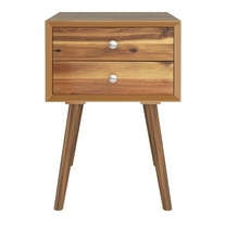 Topbuy Wooden Nightstand with 2 Storage Drawers Accent End Side Table for Bedroom&Living room Natural