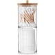 thumbnail image 1 of Tarros de boticario, dispensador decorativo con diseño elegante para almacenamiento en el baño, recipiente organizador de plástico transparente para hisopos de algodón y más, diseño de doble capa, 1 of 5