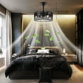 thumbnail image 2 of Fichiouy 18" Industrial Ceiling Fan Lights Farmhouse Cage Fandelier with Remote for Bedroom Black, 2 of 9