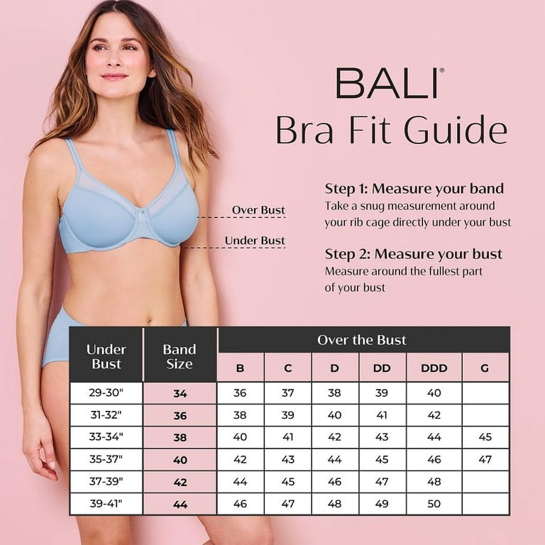 Bali Double Support Wireless Bra, Full-Coverage Wirefree T-Shirt Bra,  Comfortable Cotton Wirefree Bra, Our Best Everyday Bra 40C White
