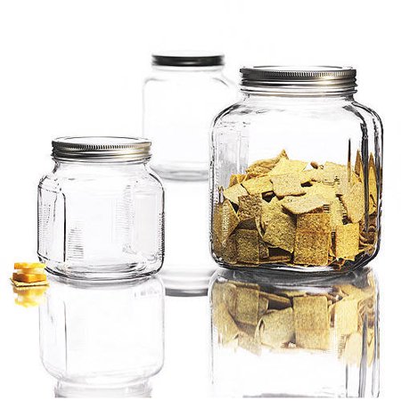 Anchor Hocking 3-Piece Cracker Jar Glass Canister Set