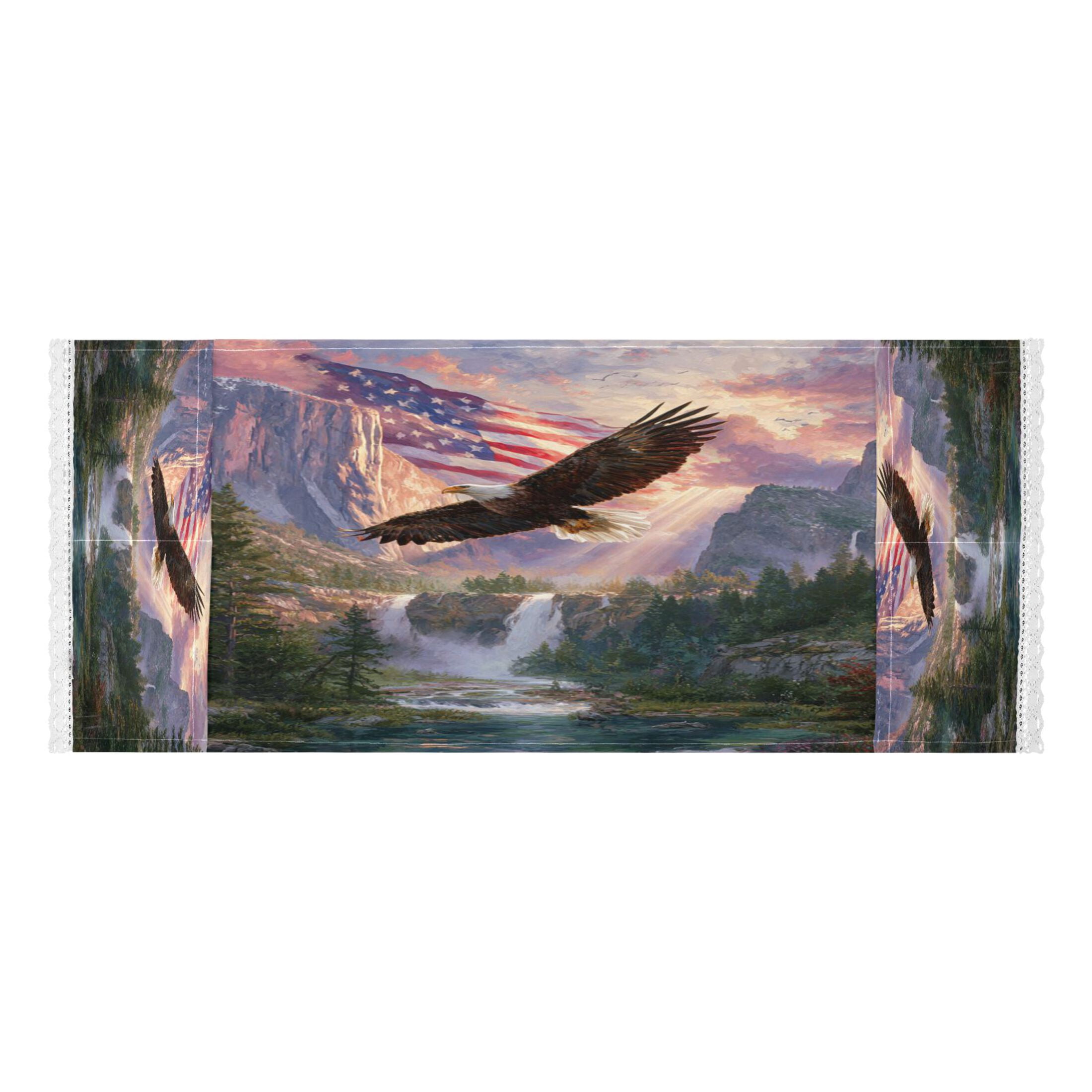 Wobogo Patriotic Eagle Mountain Washing Machine Cover Dustproof Washer Dryer Cover Waterproof Laundry Room Decorative Protector