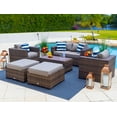 thumbnail image 3 of Sorrento 6-Piece M Resin Wicker Outdoor Patio Furniture Lounge Sofa Set in Brown w/ Loveseat Sofa, Two Armchairs, Two Ottomans, and Coffee Table (Flat-Weave Brown Wicker, Polyester Light Gray), 3 of 10