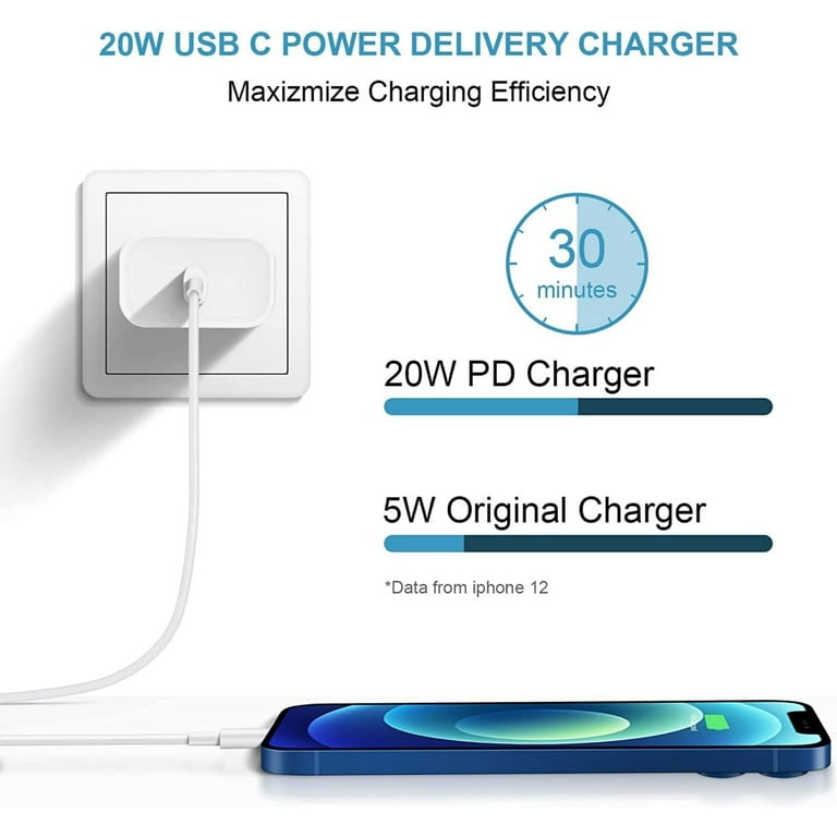  Apple 20W USB-C Power Adapter - iPhone Charger with Fast  Charging Capability, Type C Wall Charger : Cell Phones & Accessories