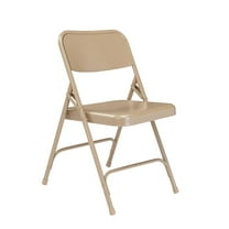NPS 200 Series 29.5" Metal Double Hinge Folding Chair in Beige (Set of 4)