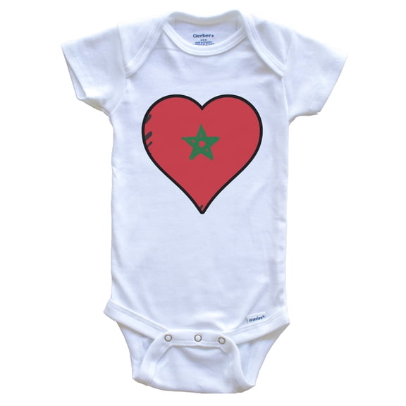 Morocco Heart Moroccan Flag Baby Bodysuit
