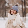 thumbnail image 2 of NOLDARES Girls Boys Winter Hat Children's Warm Knitted Earflaps Beanie with Pom Pom Thicken Fleece Lining Cap for Kids(K166-Grey), 2 of 6