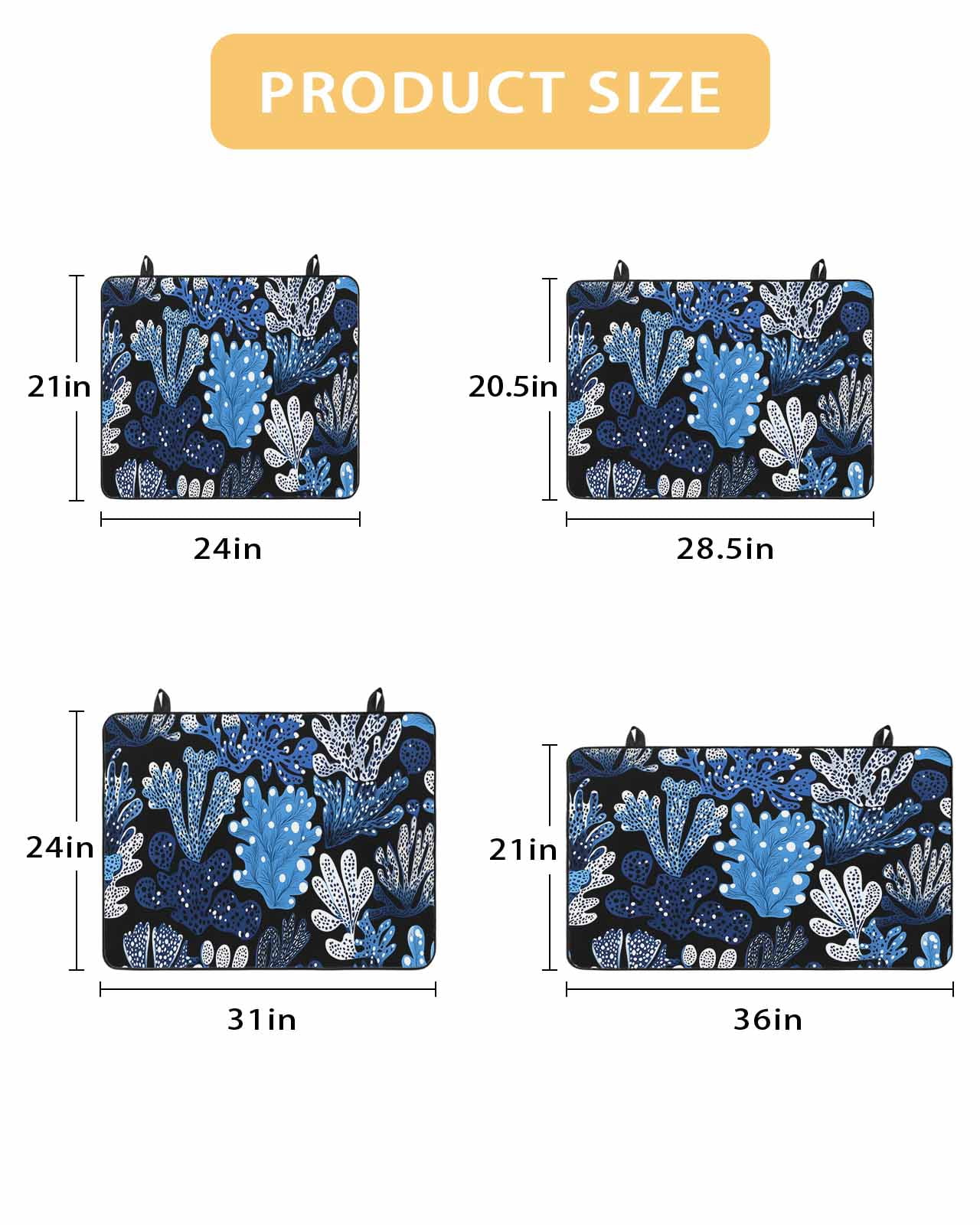nqOlkjepod Large Induction Cooktop Protector Mat 24"x21", Summer Blue Coral Stove Top Covers for Electric Stove, Coastal Watercolor Ocean Plant Stove Burner Cover Mats, Glass Top Stove Cover