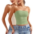thumbnail image 1 of Blusa informal de verano sin tirantes de color liso para mujer, 2 piezas, de poliéster, 1 of 8