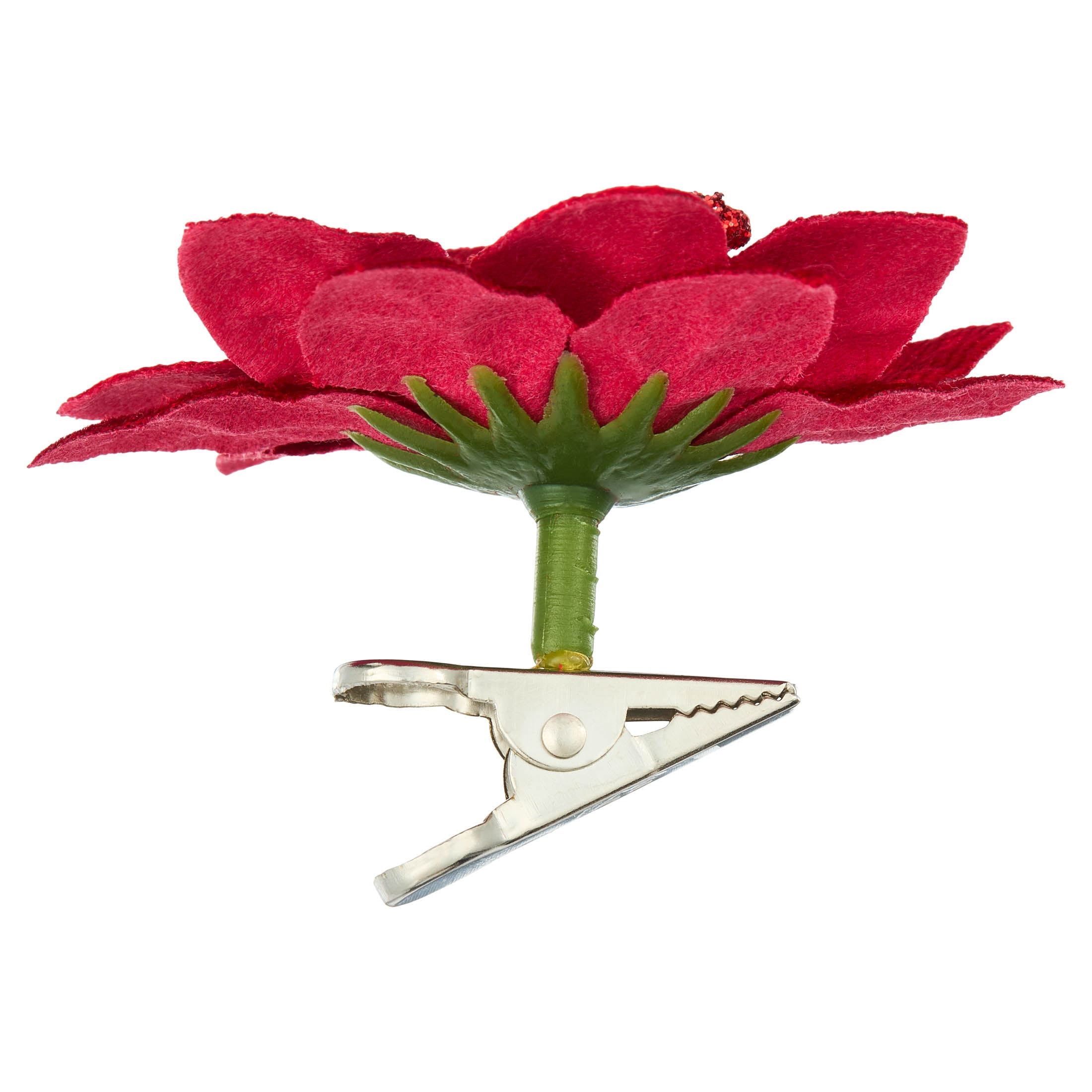 4-Count Red Poinsettia Mini Christmas Clip Ornaments, 2.5", by Holiday Time