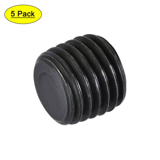 Unique Bargains Carbon Steel Internal Hex Thread Socket Pipe Plug, M12x1.5 Male Thread Black Pipe Cap, 5Pcs