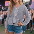thumbnail image 5 of Fmbrln Womens Casual Knitted Cardigan Sweaters Long Sleeve Button Open Front Cardigans Loose Comfy Solid Color Cardigans Coat Gray M, 5 of 5
