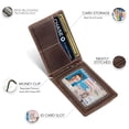 thumbnail image 4 of Serman Brands Slim Wallets for Men | Money Clip | RFID Blocking with Front Pocket | Men Bifold | Leather Wallet | Texas Brown, 4 of 6