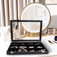 thumbnail image 2 of Clear Lid 12 Grid Jewelry Tray Case Boxes Stackable Display Organizer Removable, Black Velvet (12 Grid), 2 of 5
