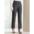 thumbnail image 2 of DARING DIVA Women's Plaid Trousers Pockets Straight Leg Casual Pant M dark Gray Black, 2 of 6