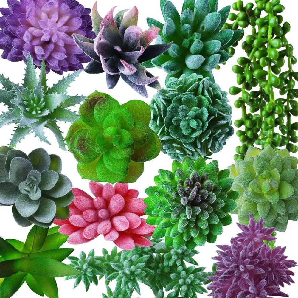 14 Pcs Artificial Succulents Plants Unpotted Small Green Plant Picks