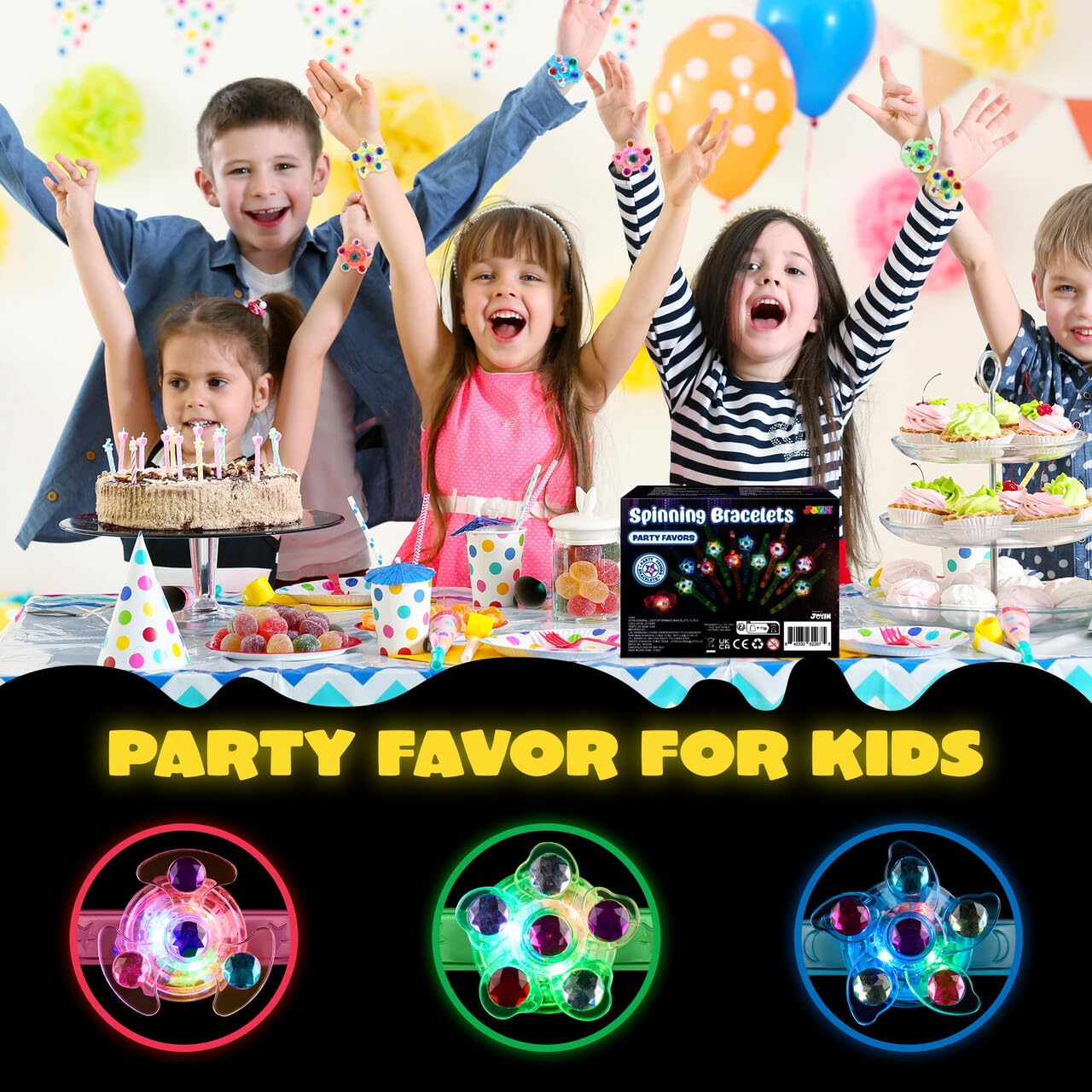 Joyfy 24 Pack LED Glow Spinning Bracelets photo 2