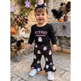 thumbnail image 4 of Cjfdfy Newborn Baby Girls Halloween Outfits My First Halloween Letter Pumpkin Ghost Embroidery Long Sleeve Romper And Flared Pants Headband Set Cute Infant Fall Outfit, 4 of 9