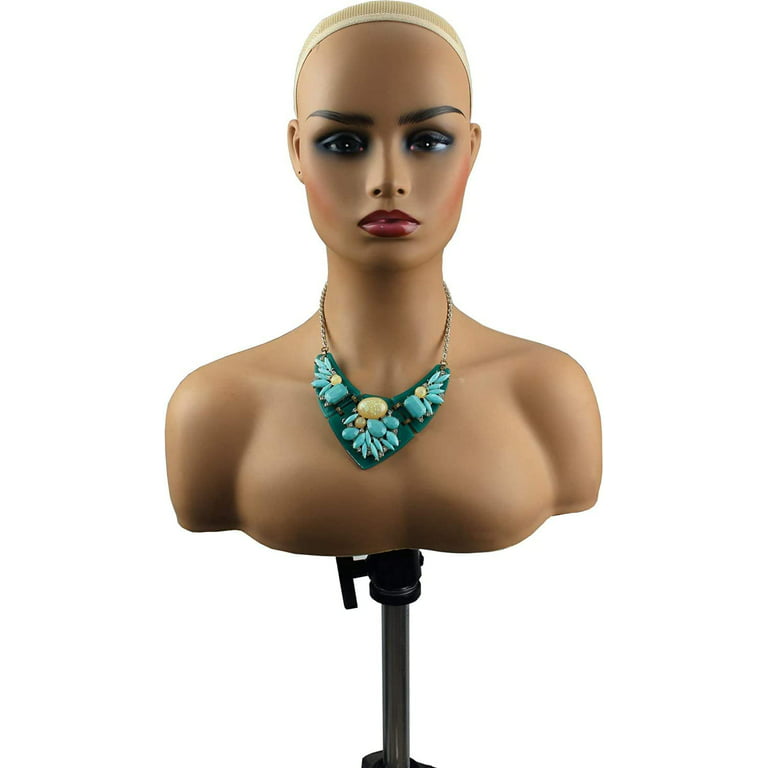 Mannequin PVC Manikin Head Realistic Mannequin Head Bust Wig Head Stand for  Wigs Display Making Styling PMH-CM (16.5, Caucasian) 